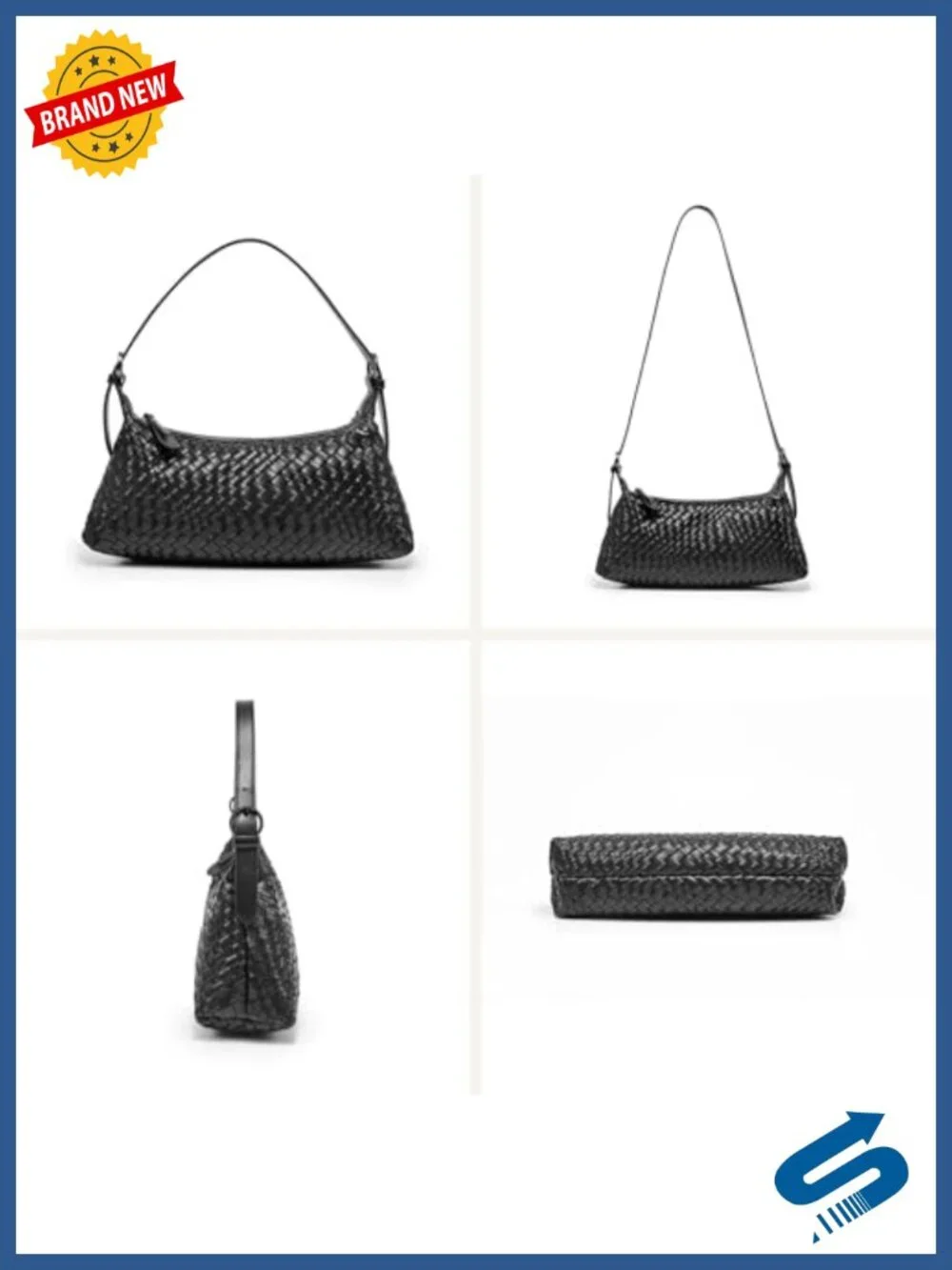 Woven Crossbody Bag Small Handwoven Faux Leather Purse Women